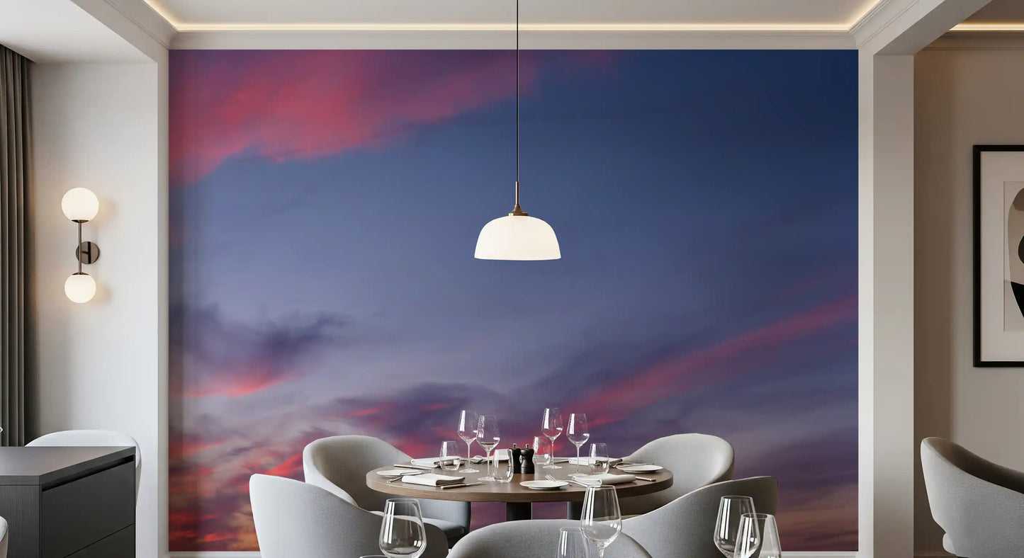 Pink and grey-violet sky mural with Blurred wind-swept cloud formations., GD10454