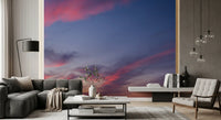 Twilight bloom sky wall mural with tonal contrast of pink and grey-violet., GD10454