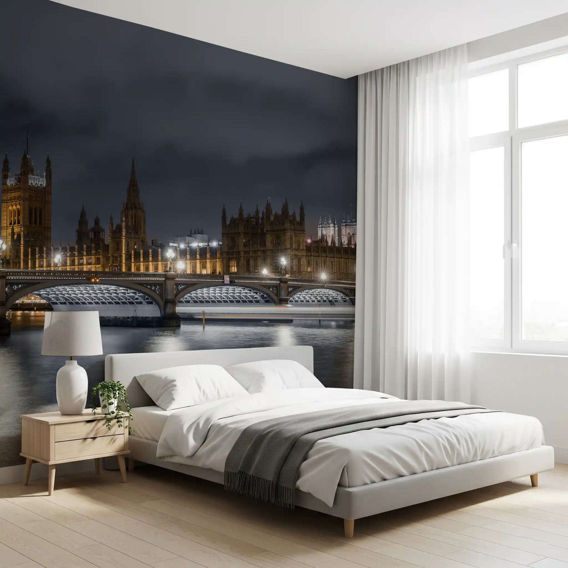 London's illuminated majesty wall mural displayed in a bedroom space., GD10460