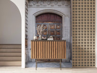 Historic academy portal wall mural base with brown wood and grey stone tones., GD10463