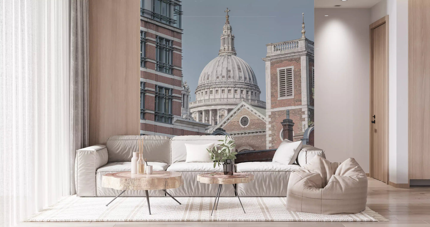 London's Majestic Dome wall mural in a living room with grey tones., GD10464