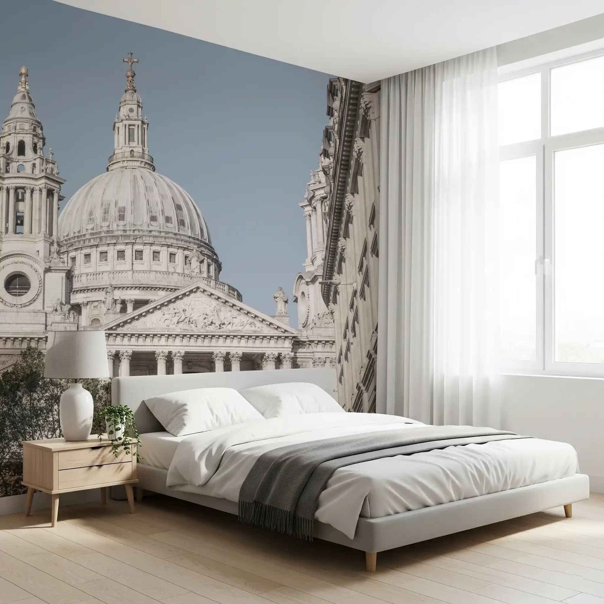 Timeless Grandeur St Paul's mural with Cathedral dome and clock tower in bedroom., GD10465