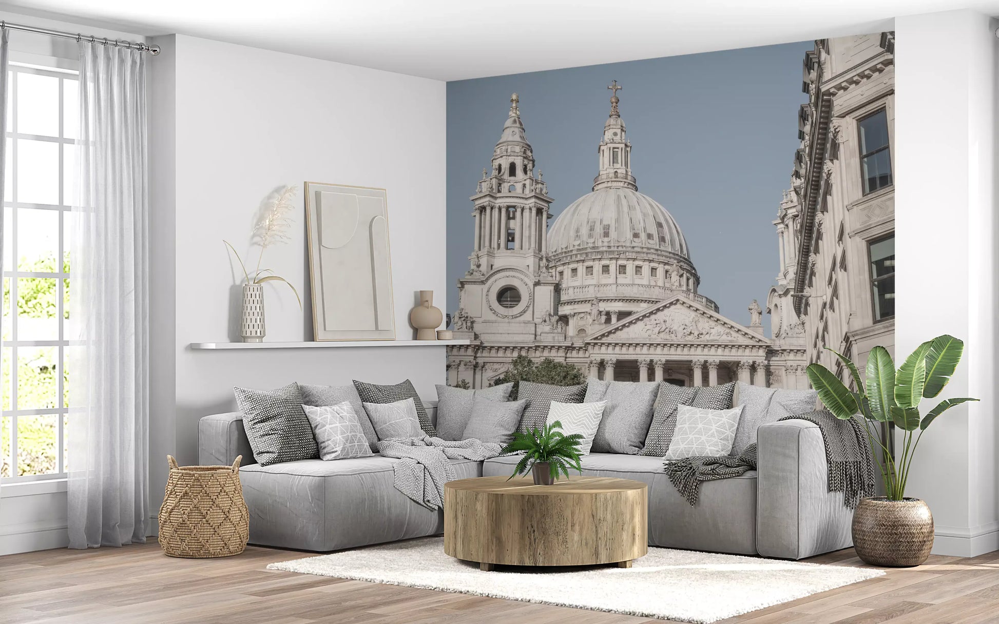  St Paul's mural with Ribbed dome and golden cross on timeless grandeur., GD10465