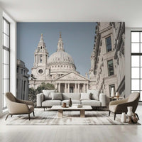 St Paul's mural with Corinthian columns and pediment on dome., GD10465