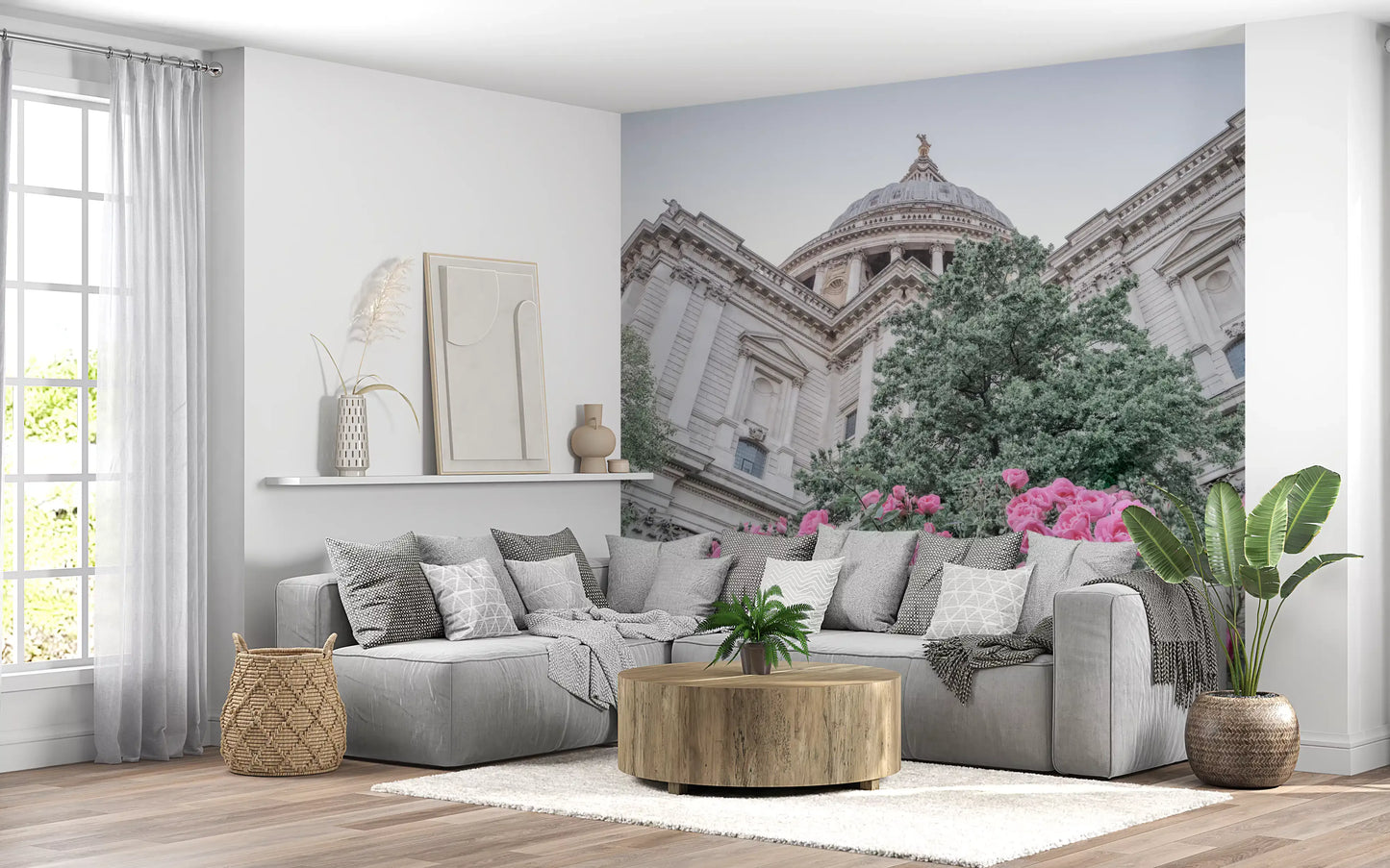 Cathedral dome and stone facade on Rose Garden Vista mural., GD10466