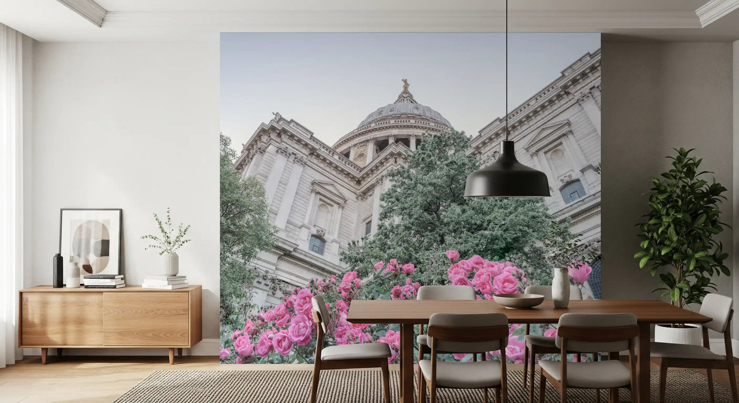 Dining room featuring St. Paul's Rose Garden Vista wall mural., GD10466