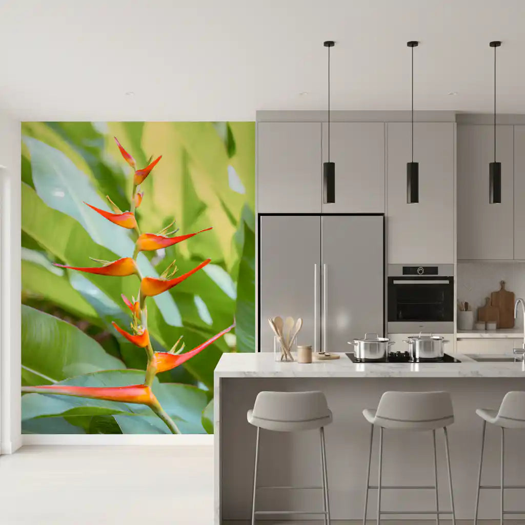 Heliconia's Fiery Bloom Wall Mural