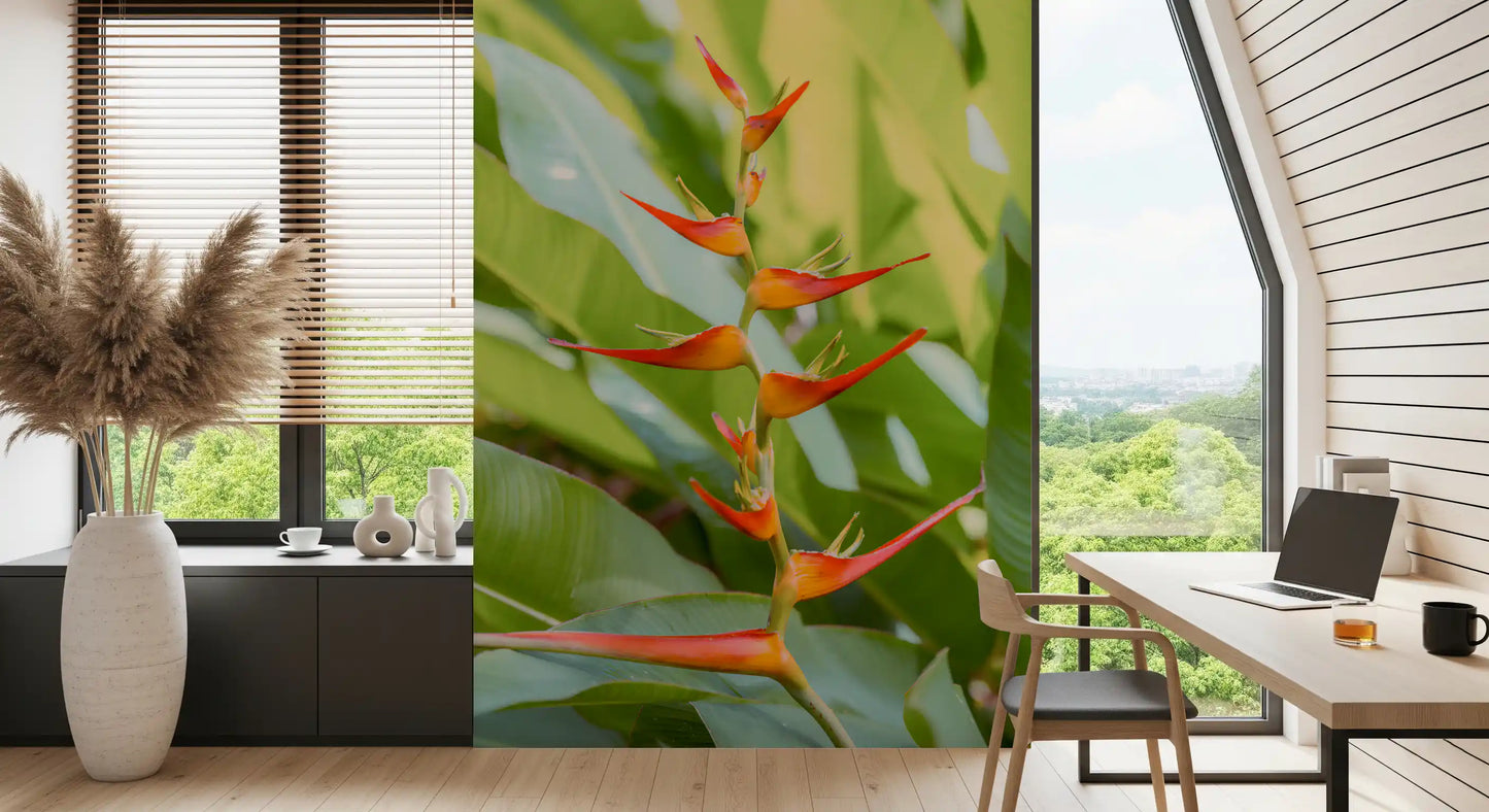 Heliconia's Fiery Bloom Wall Mural