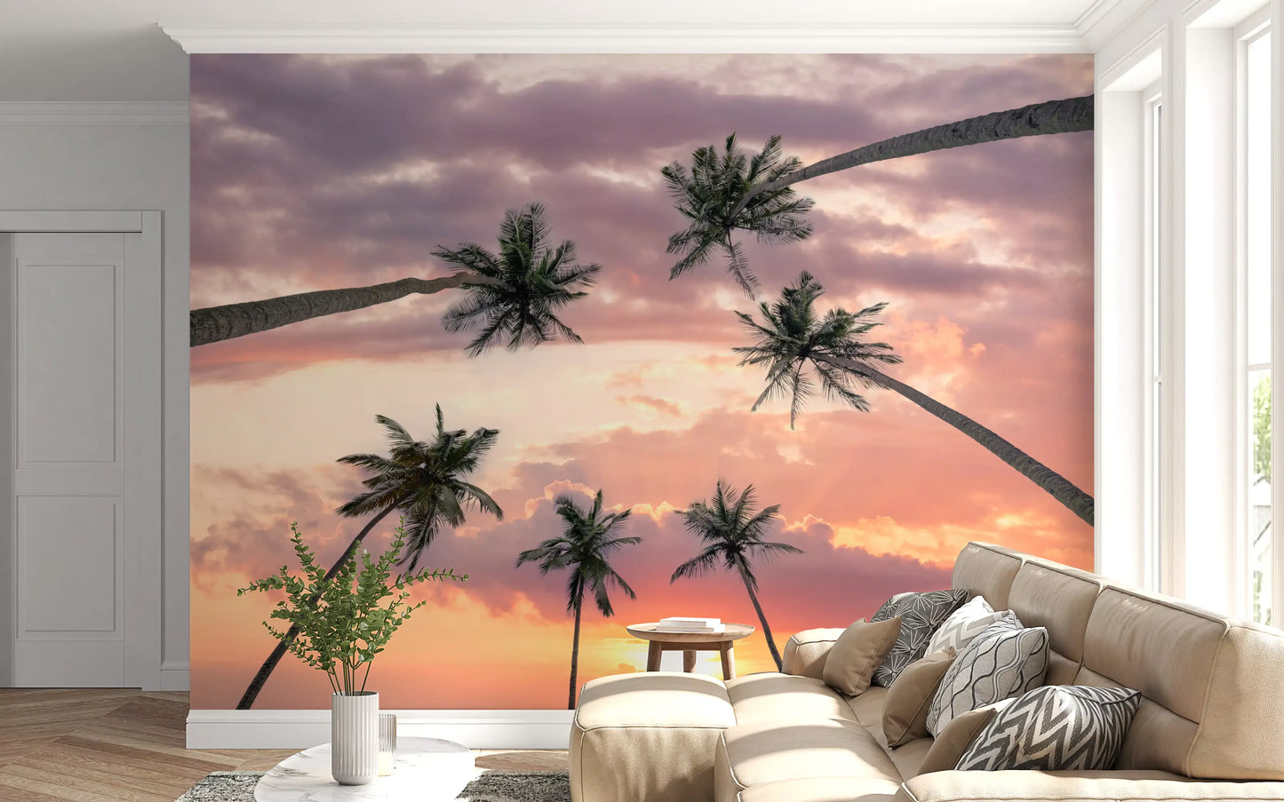 Sunset Palm Canopy Wall Mural