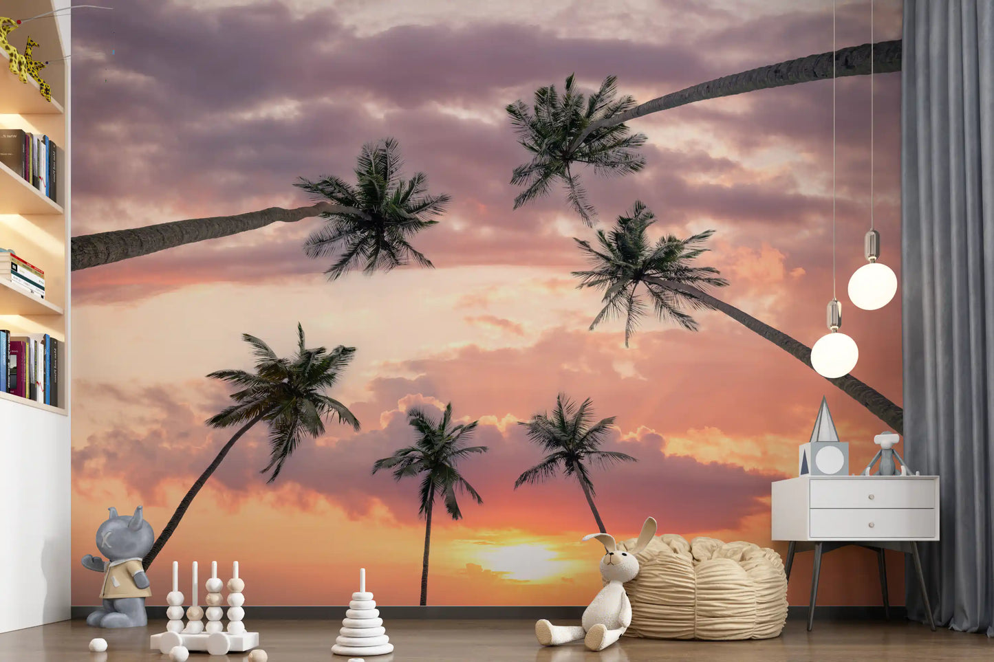 Sunset Palm Canopy Wall Mural