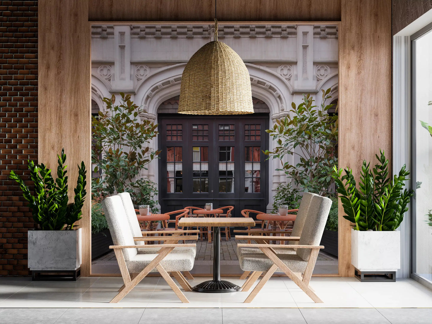 Charming Street Cafe Vista Wall Mural