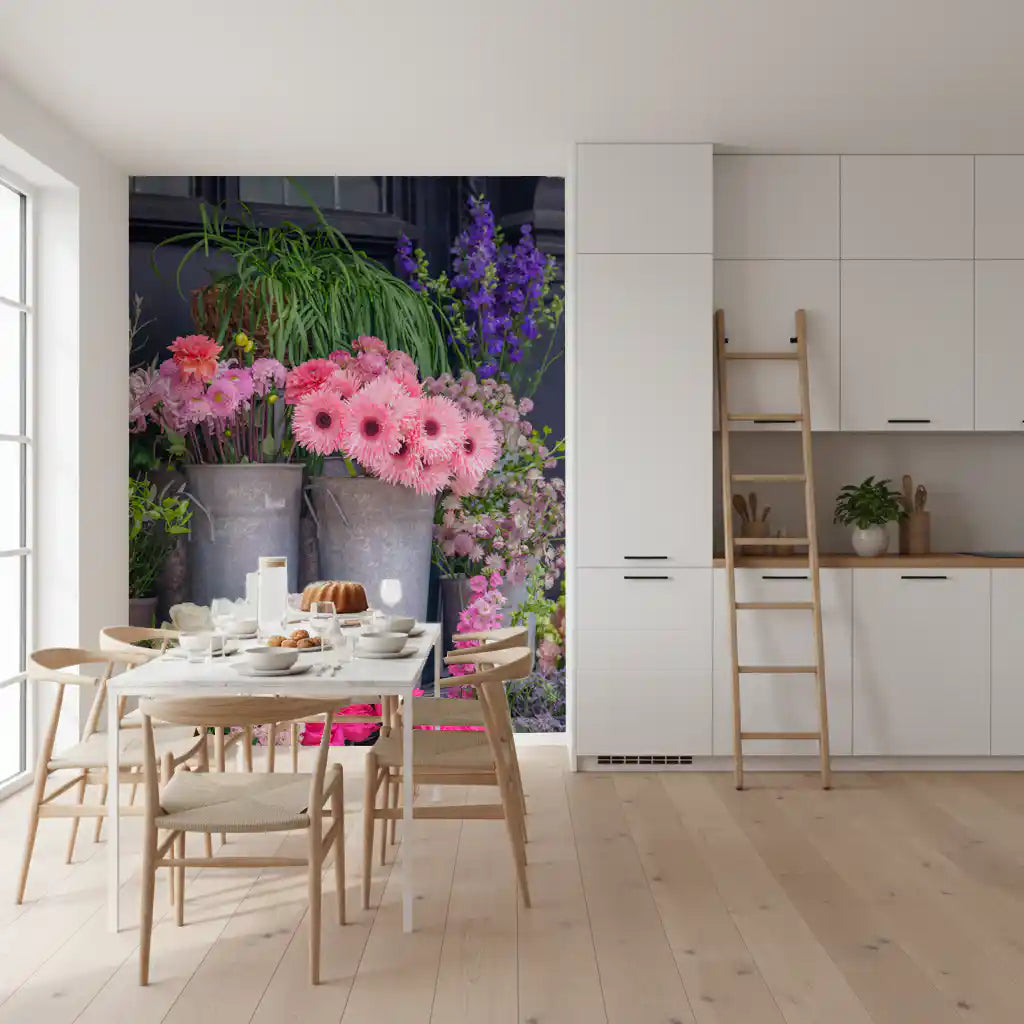 Vibrant Flower Market Display Wall Mural