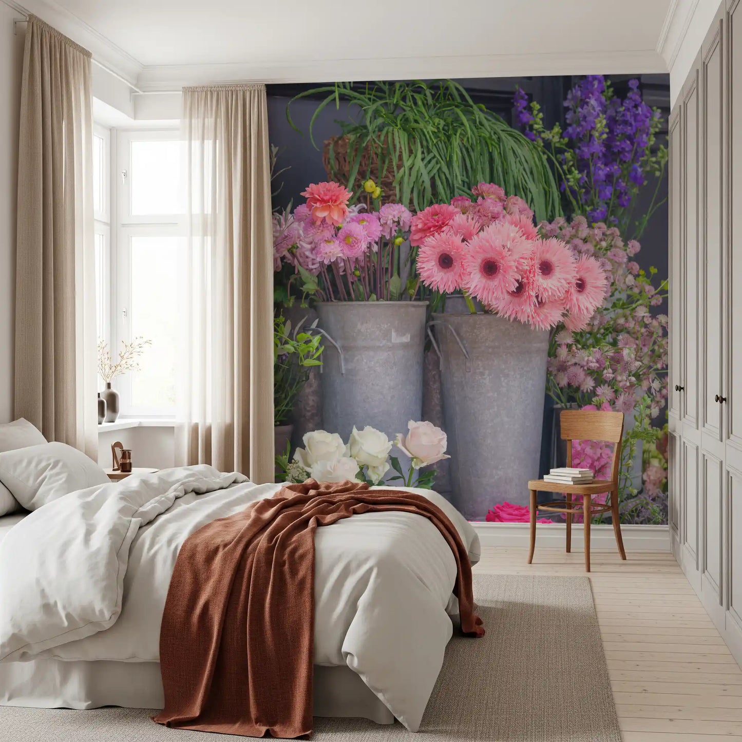 Vibrant Flower Market Display Wall Mural