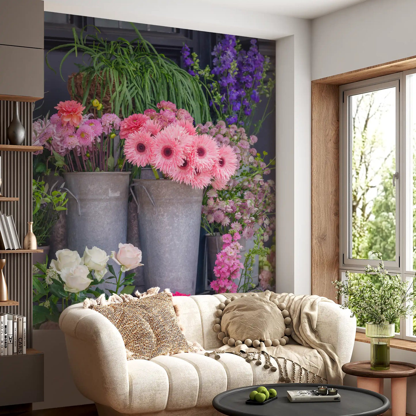 Vibrant Flower Market Display Wall Mural