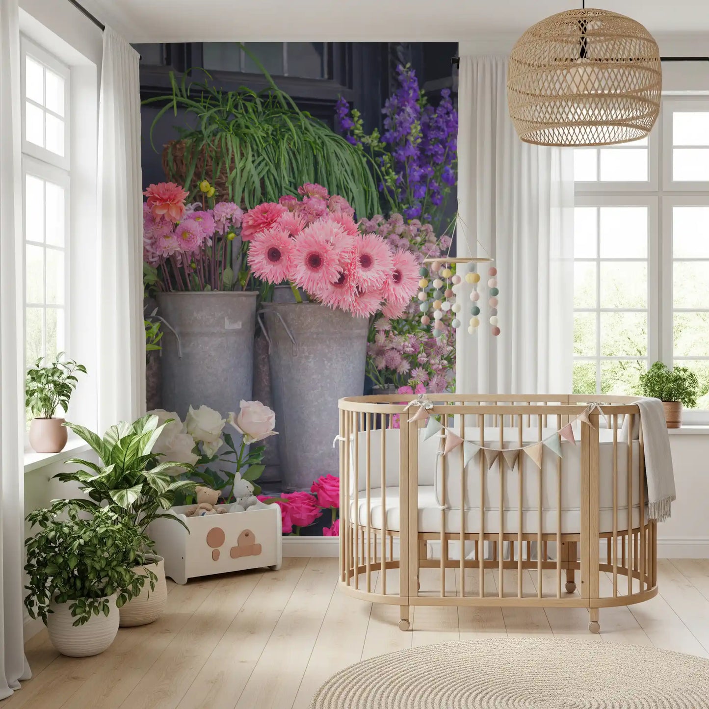 Vibrant Flower Market Display Wall Mural