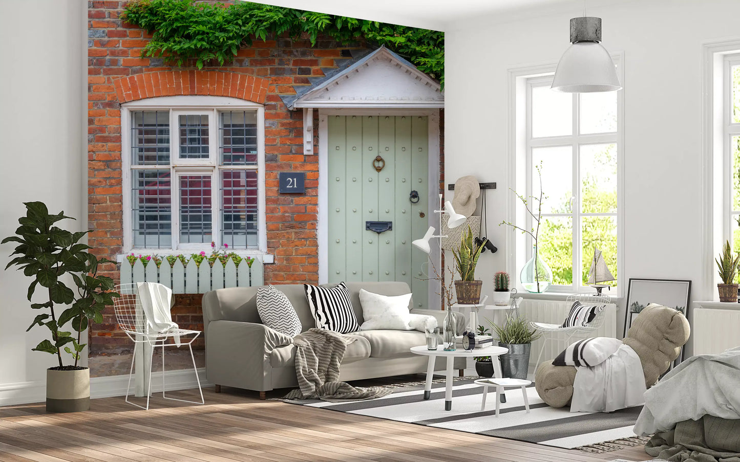 English Garden Cottage Facade Wall Mural