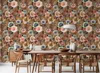 Dining room accent wall featuring the Earthy Bloom Medley pattern, GD10510