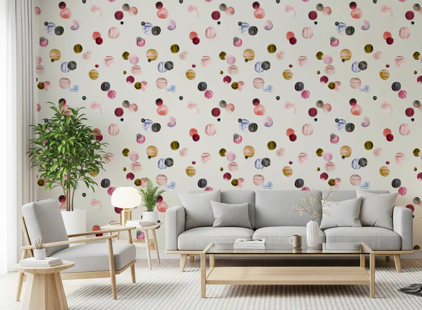 Watercolor Dots Warm Minimalism Wallpaper⁠