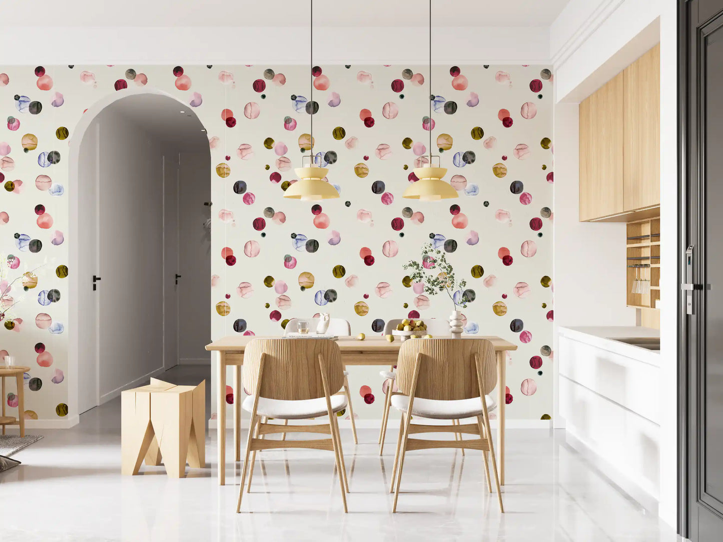 Watercolor Dots Warm Minimalism Wallpaper⁠