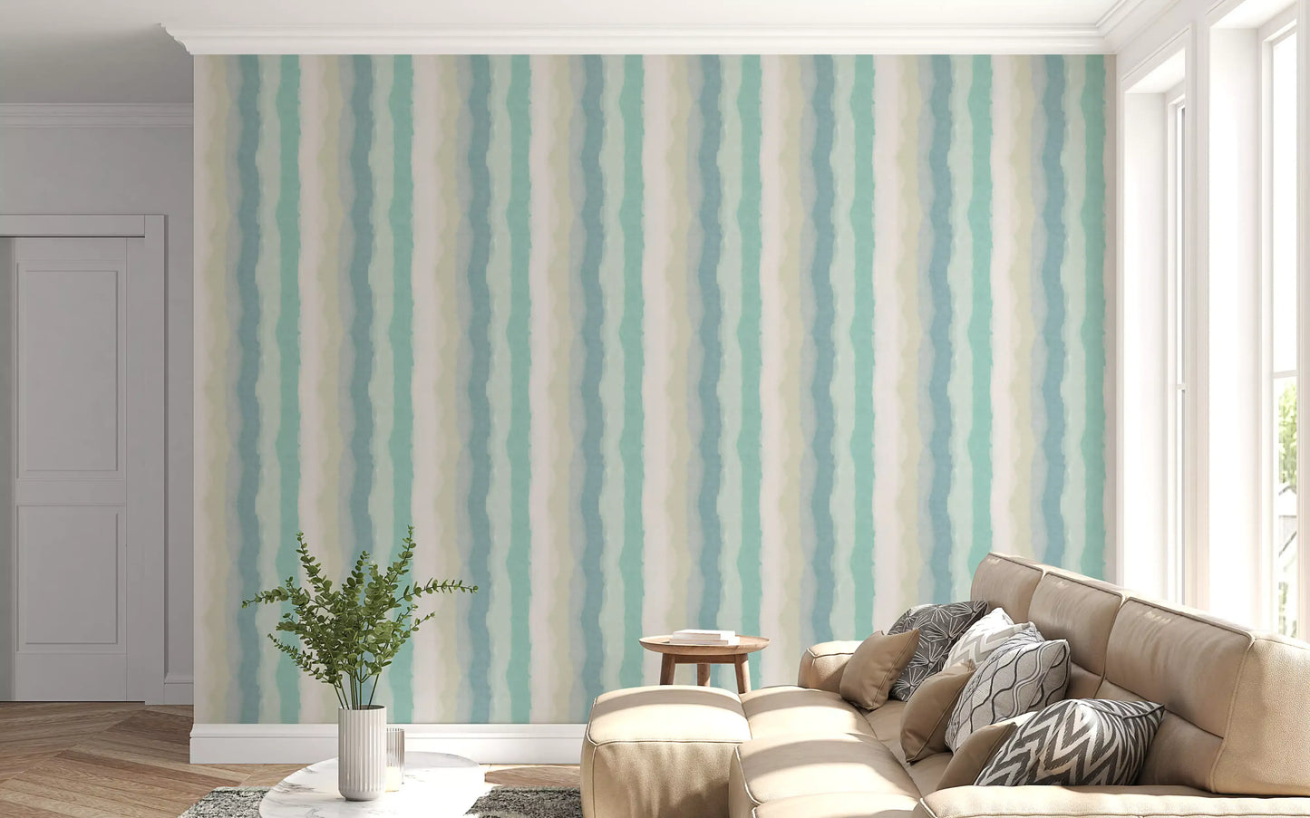 Relax Watery Painted Stripes Wallpaper⁠