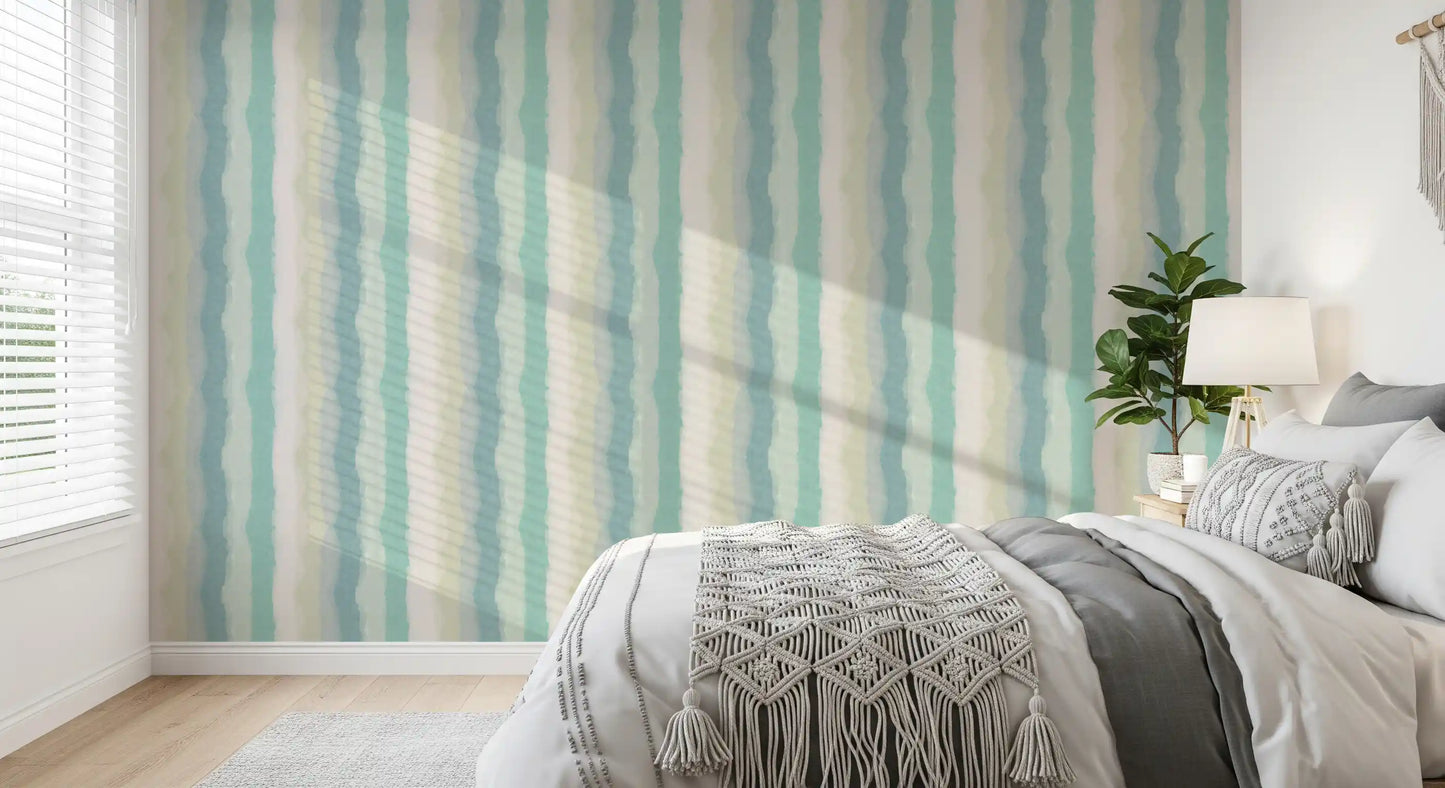 Relax Watery Painted Stripes Wallpaper⁠