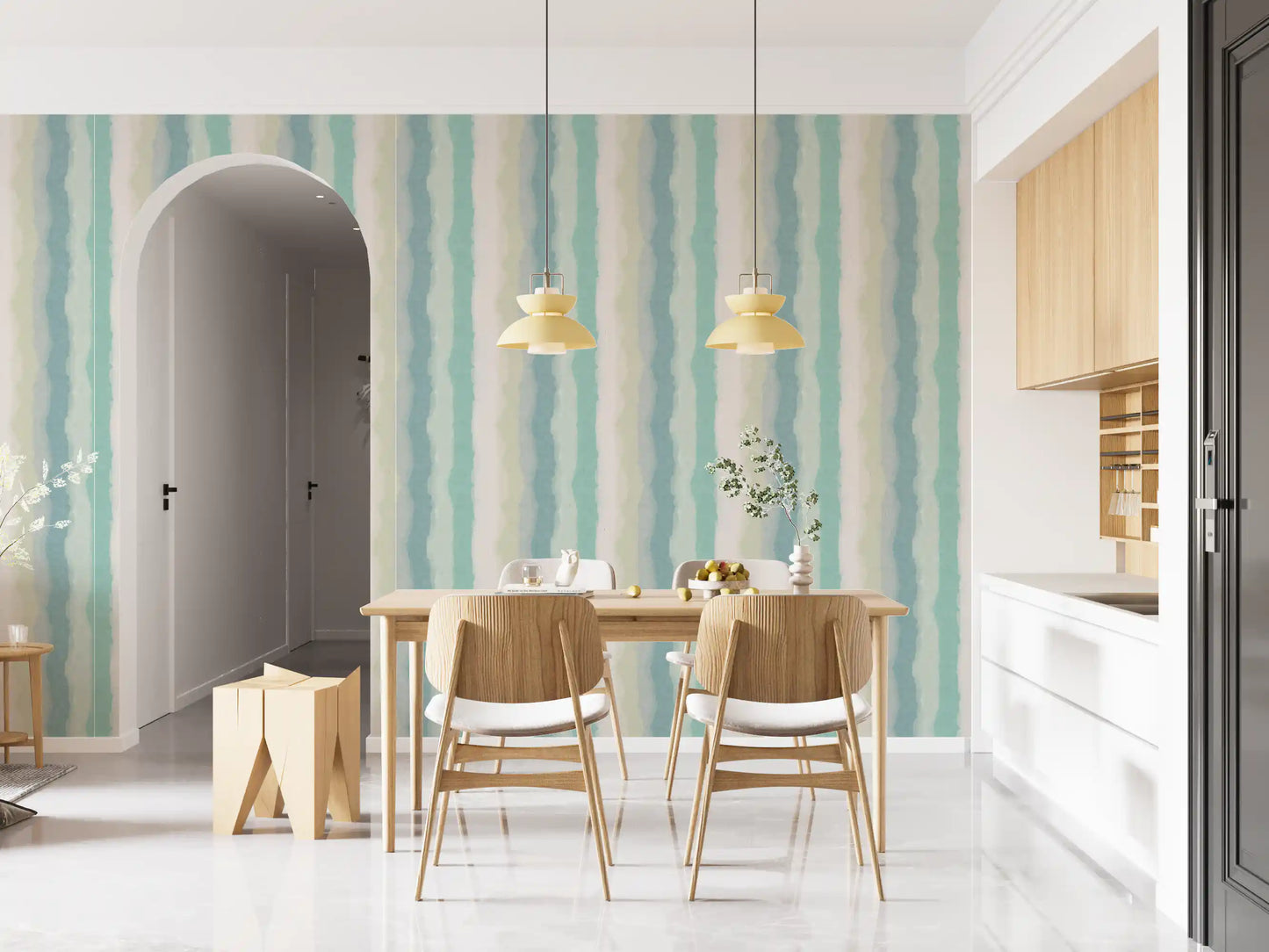 Relax Watery Painted Stripes Wallpaper⁠