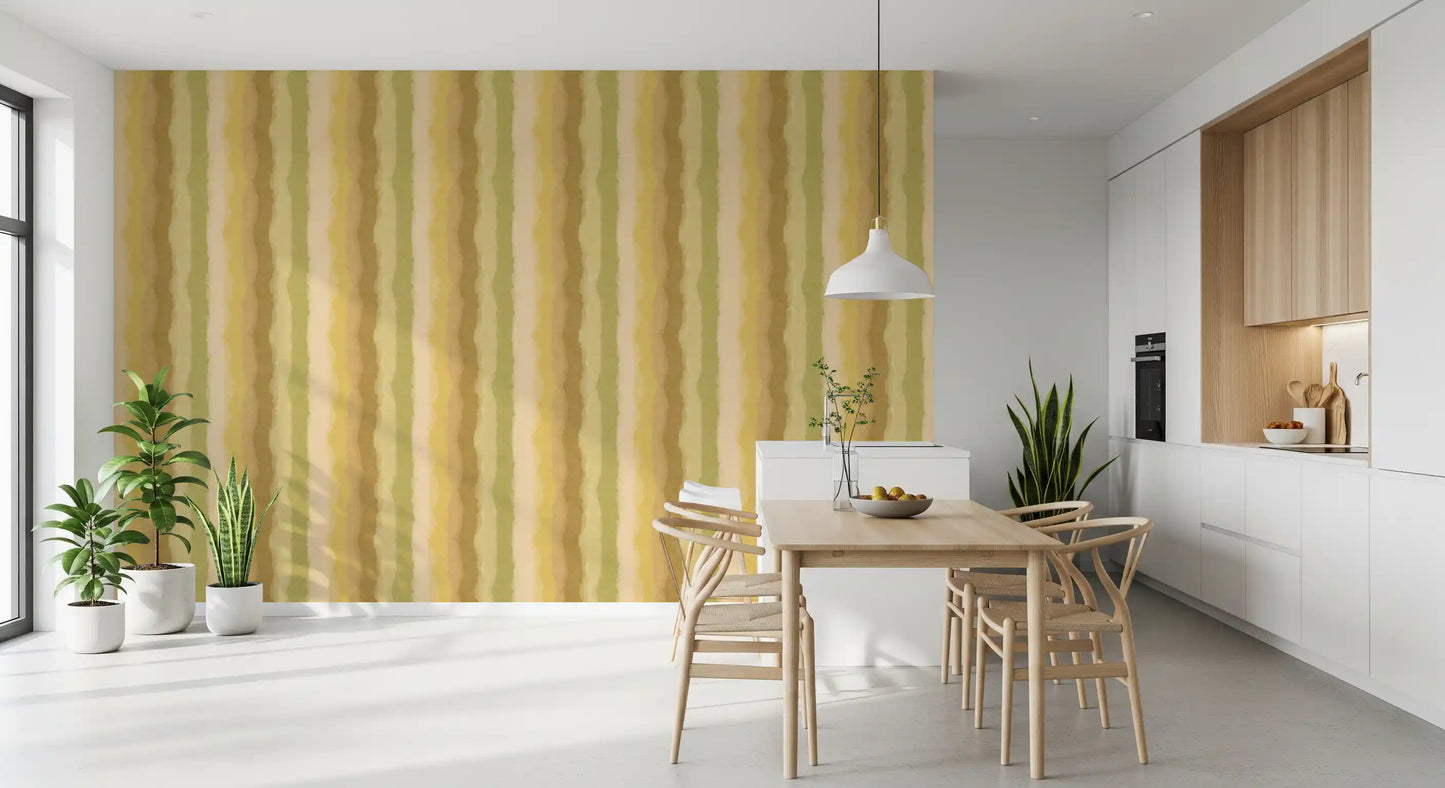 Relax Greenery Painted Stripes Wallpaper⁠