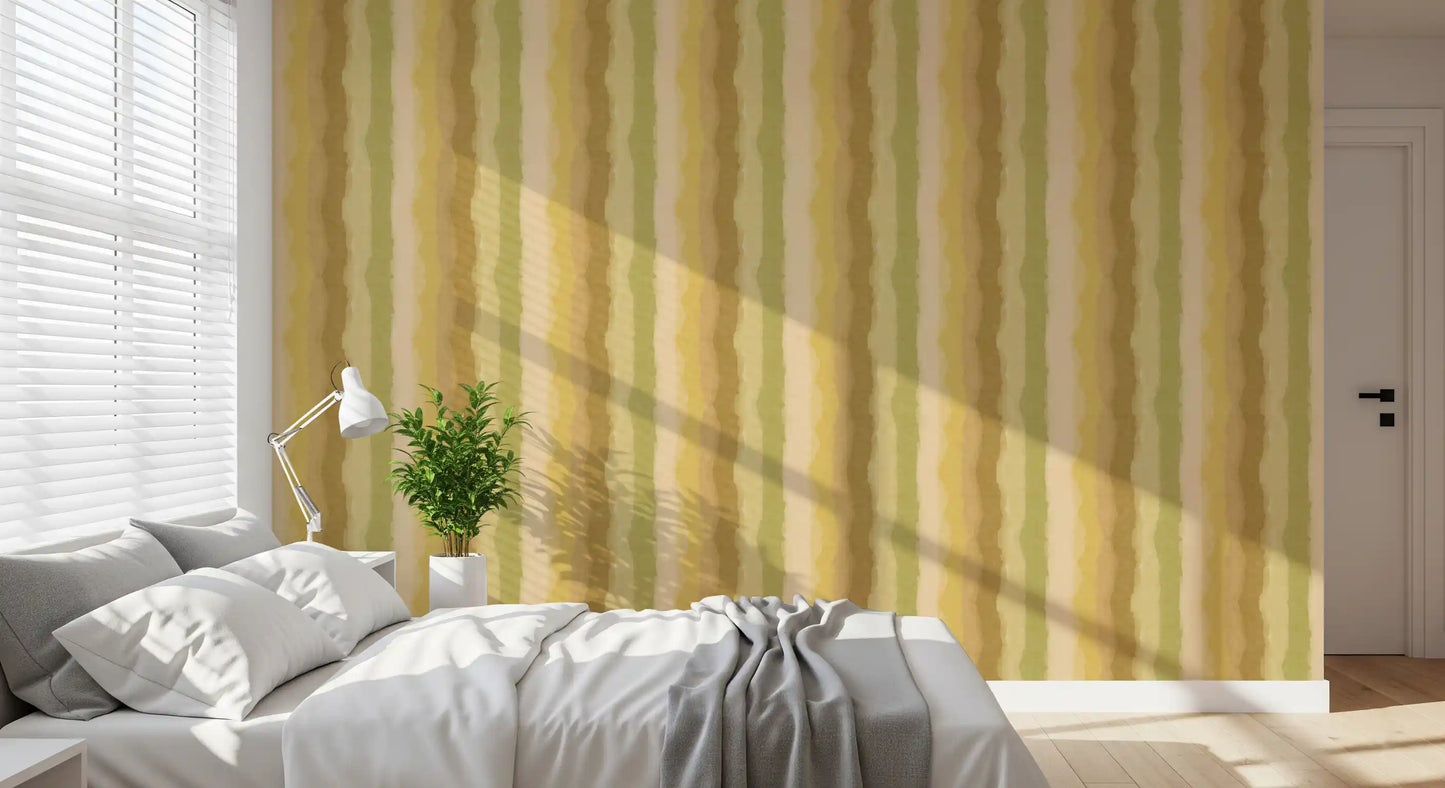 Relax Greenery Painted Stripes Wallpaper⁠
