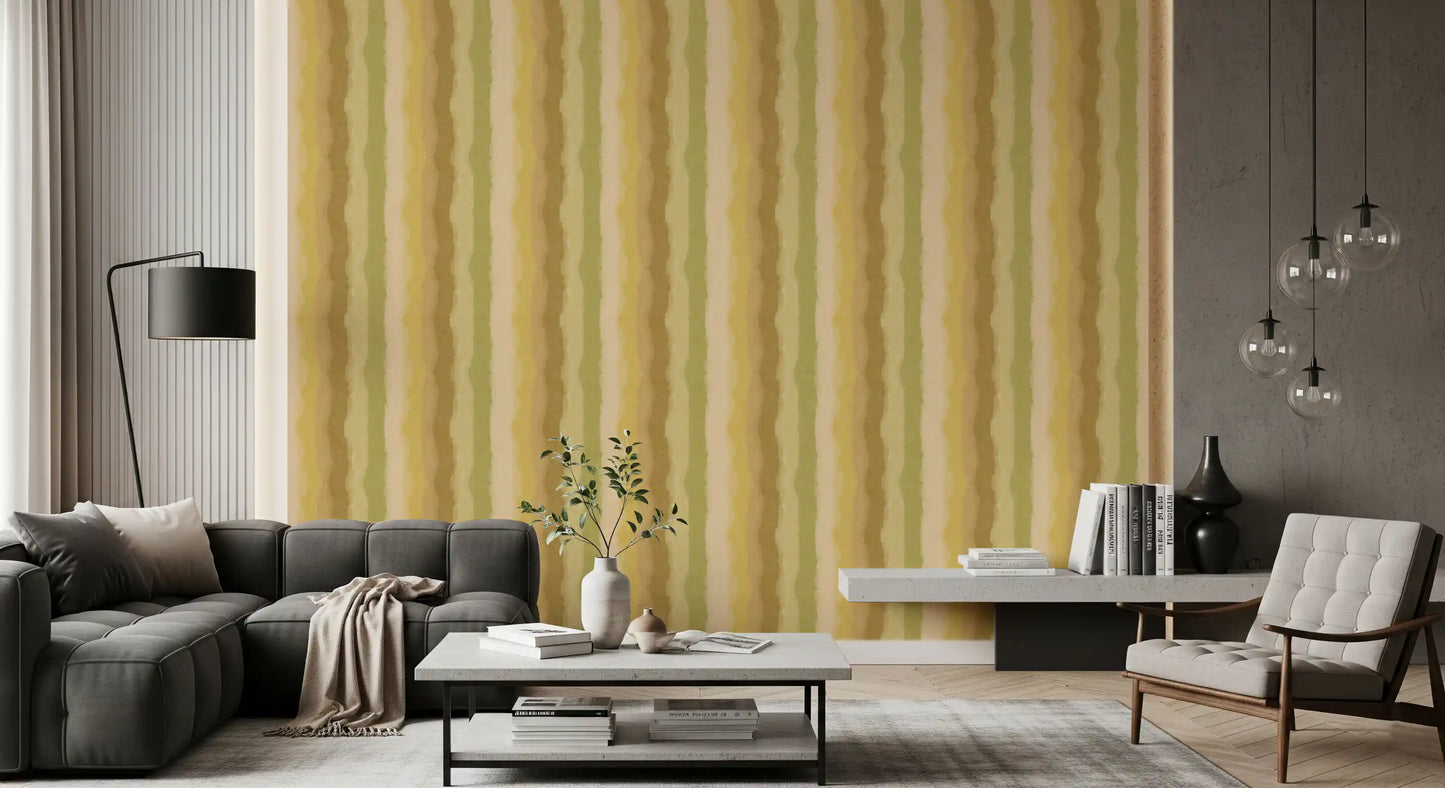Relax Greenery Painted Stripes Wallpaper⁠