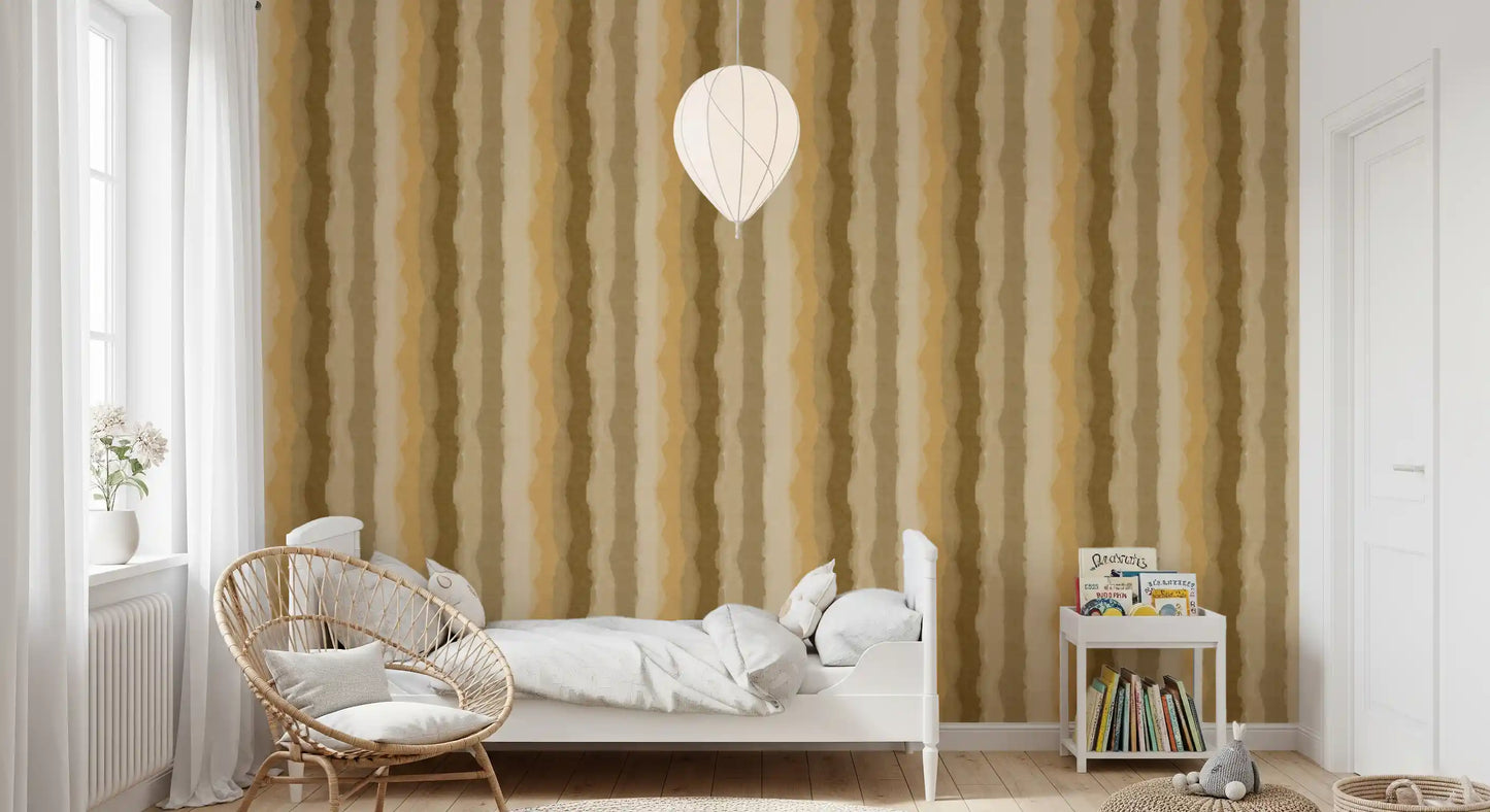 Relax Ocher Painted Stripes Wallpaper⁠