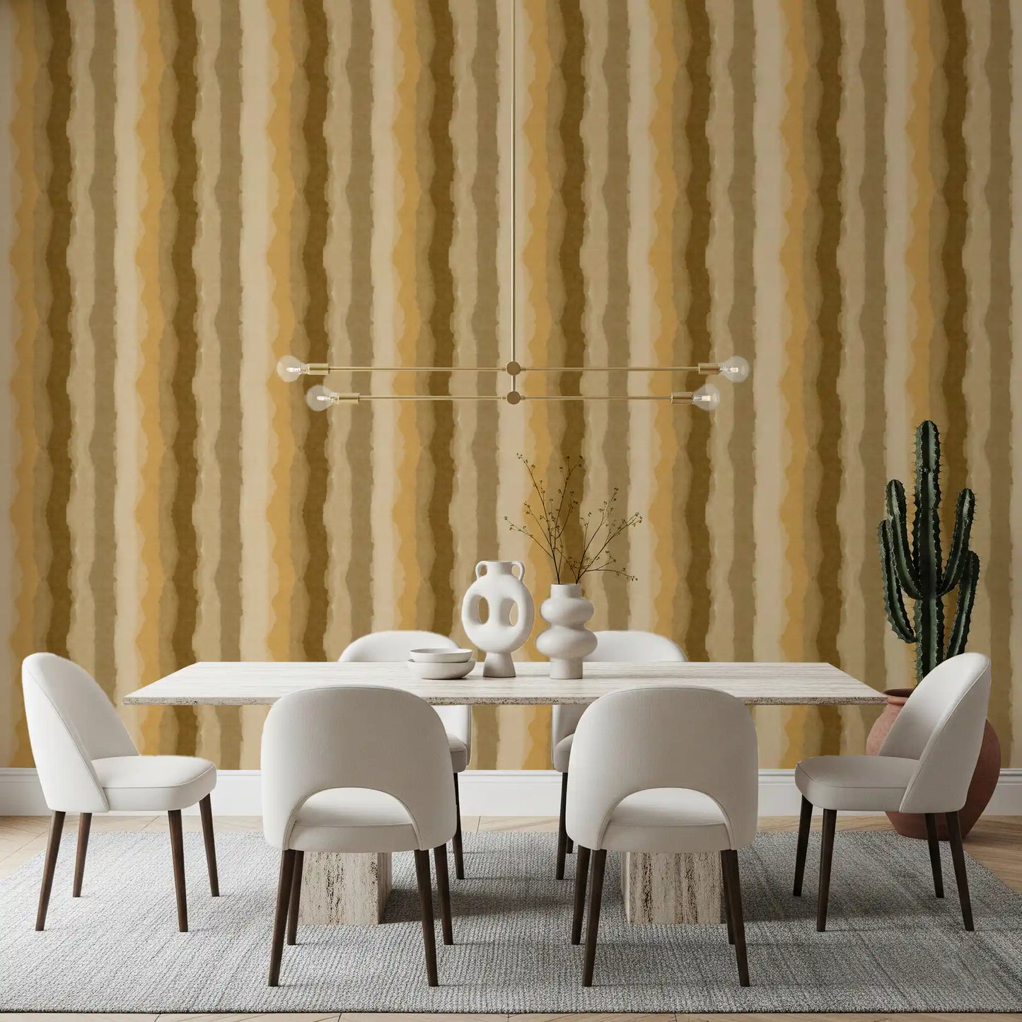 Relax Ocher Painted Stripes Wallpaper⁠