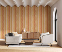 Sunny Stripes wallpaper with Peach and golden yellow vertical bands., GD10515