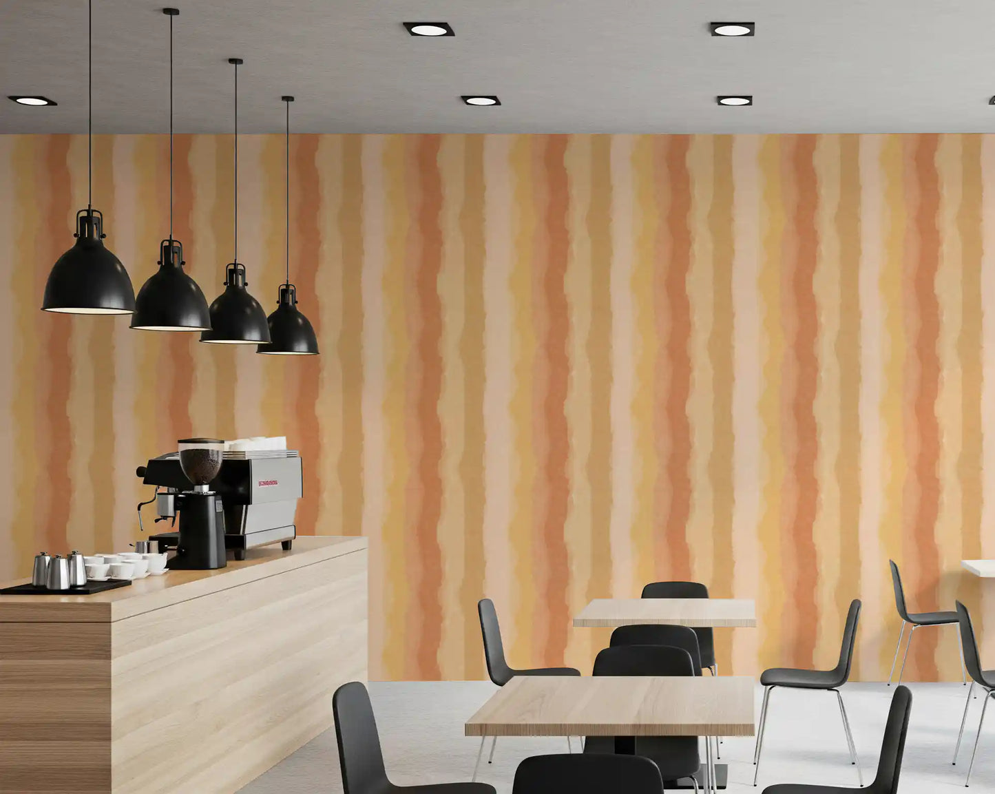 Sunny Painted Stripes Wallpaper with Organic wavy edges on each stripe., GD10515