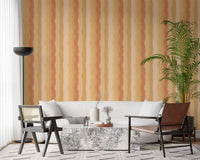Painted Stripes Wallpaper with warm peach and terracotta tones., GD10515