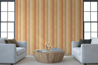 Relax Sunny Painted Stripes Wallpaper with peach and golden bands., GD10515