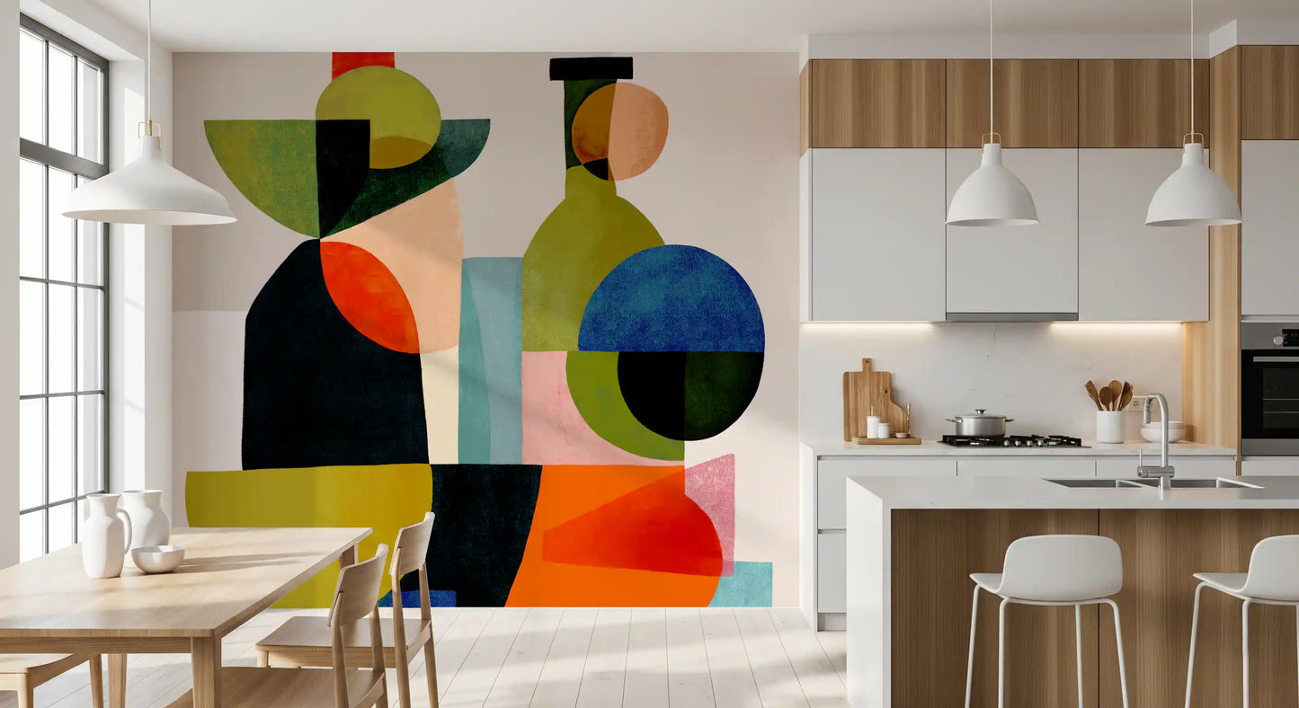 Abstract vessel study wall mural featured in a dining room space., GD10526