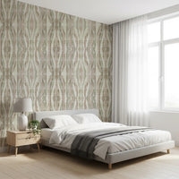 Textured distressed stripe pattern on muted organic flow wallpaper for bedroom., GD10530