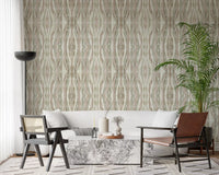 Muted organic flow stripes wallpaper with Symmetrical mirrored stripe layout., GD10530