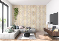 Vertical shibori-inspired stripes wallpaper in cream and warm beige color., GD10531