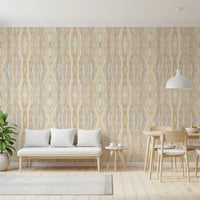 Shibori wallpaper with Cream and taupe tonal waves with distressed texture, GD10531