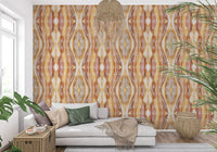Amber and burnt sienna interwoven bands on golden rhythm striped wallpaper., GD10533