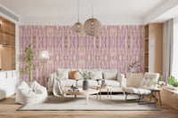 Lavender and blush stripe wallpaper for a living room accent wall., GD10534