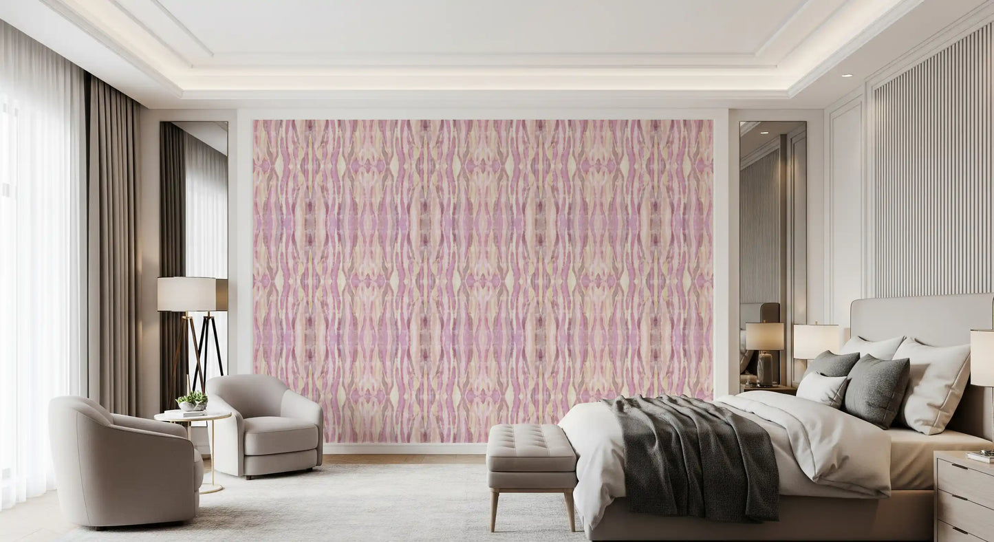 Vertical stripe pattern wallpaper with Soft mauve and cream tones., GD10534