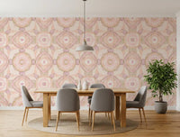Soft peach and lilac symmetrical watercolour wallpaper pattern., GD10535