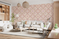 Pale lavender and peach abstract floral wallpaper in watercolour style., GD10535