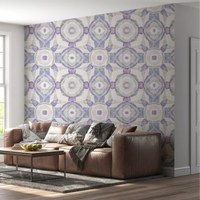 Abstract kaleidoscope wallpaper with Pale grey-blue and lavender., GD10537