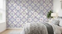 Muted purple kaleidoscope wallpaper for a bedroom interior., GD10537