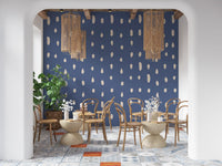 Irregular organic dot repeat on muted blue wall mural.