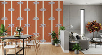 Coastal rope stripe wallpaper in orange and ivory tones 