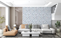 Nursery wall mural feather pattern in soft watercolour shades, GD10585